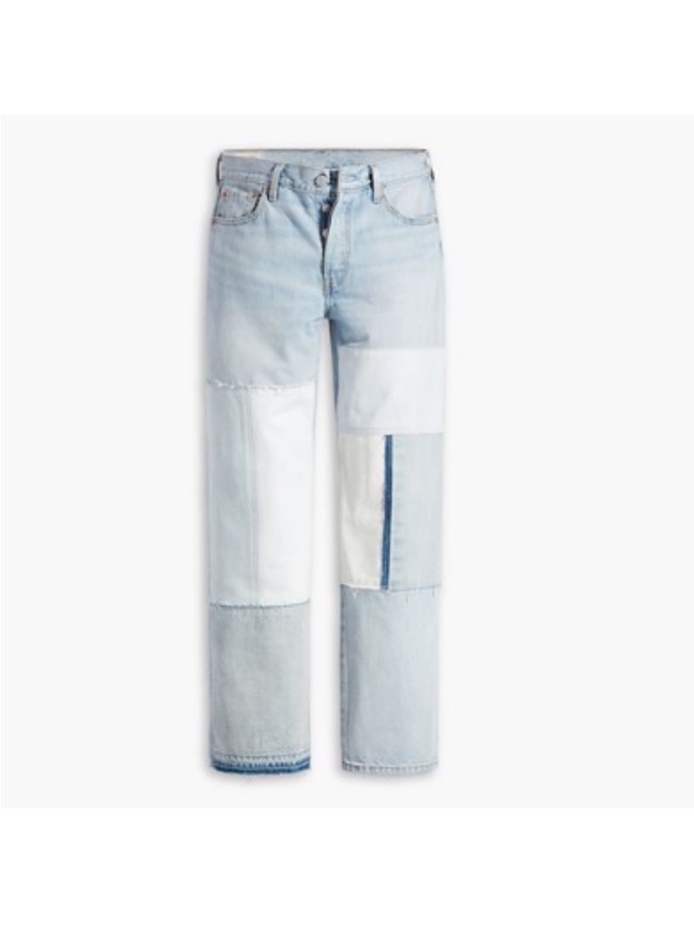 New LEVI’S Light Wash Patchwork Straight Leg Jeans - Picture 2 of 11